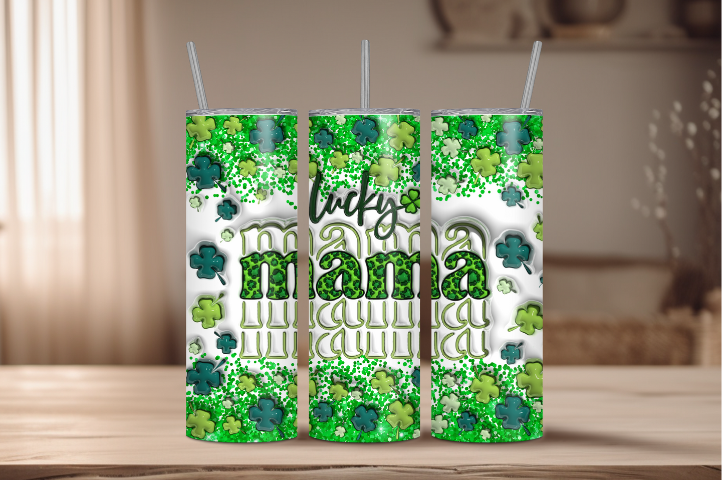 3D Lucky Mama St. Patrick's Sublimation Tumbler Print