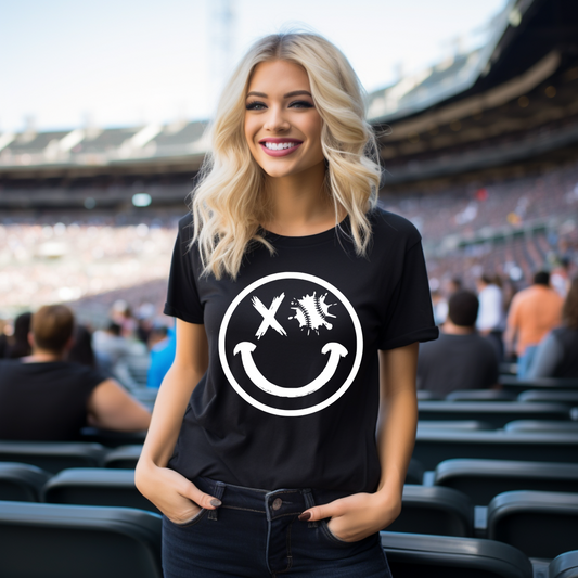 Baseball Smiley Face Screen Print Transfer