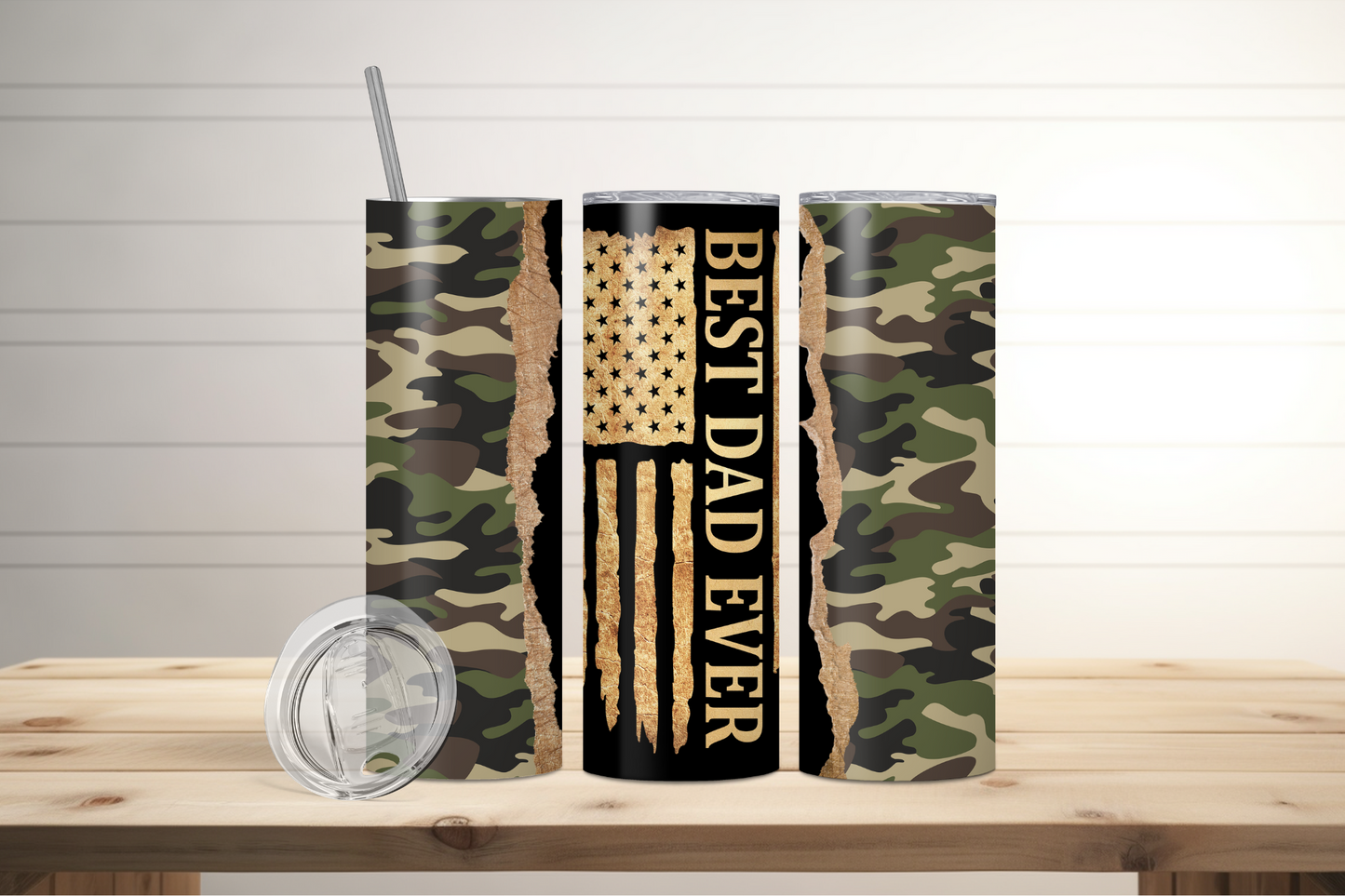 Best Dad Ever, Military Dad Sublimation Tumbler Print