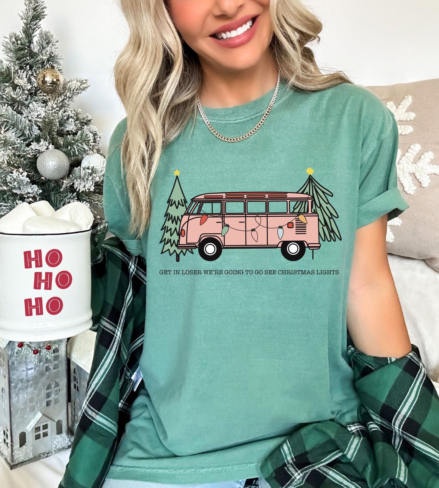 Get In Loser We're Going To See Christmas Lights Clear Film Full Color Screen Print Transfer