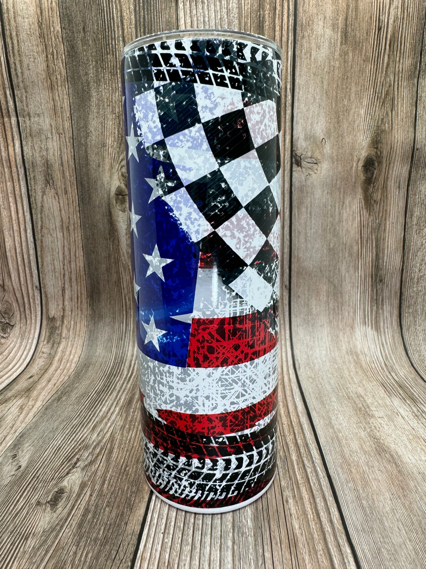 Racing/American Flag 20oz Skinny Tumbler