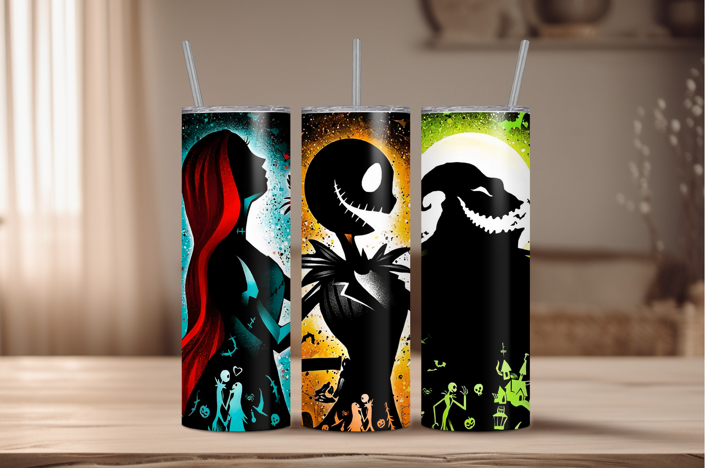 Nightmare Before Christmas Silhouette Sublimation Tumbler Print