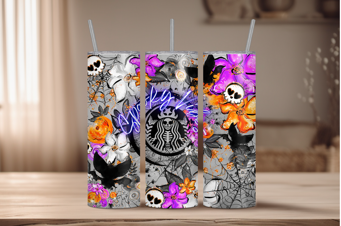 Spooky Vibes - Skellie Sublimation Tumbler Print