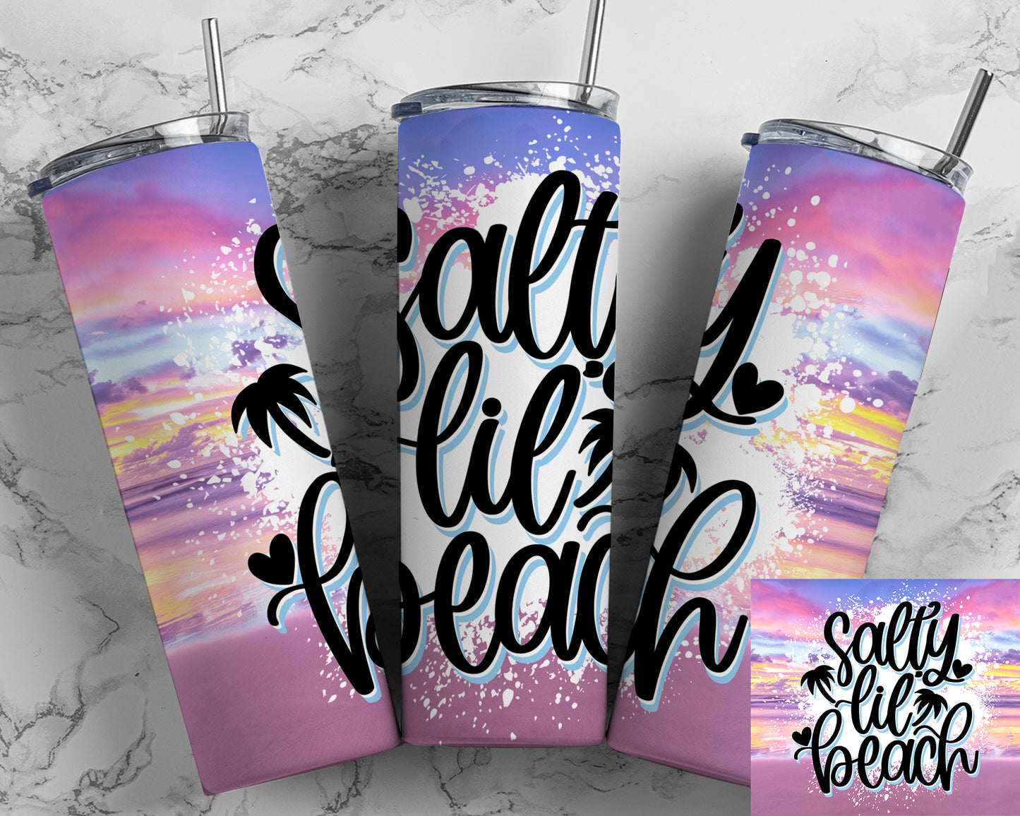 Salty Lil Beach Summer Sublimation Tumbler Print
