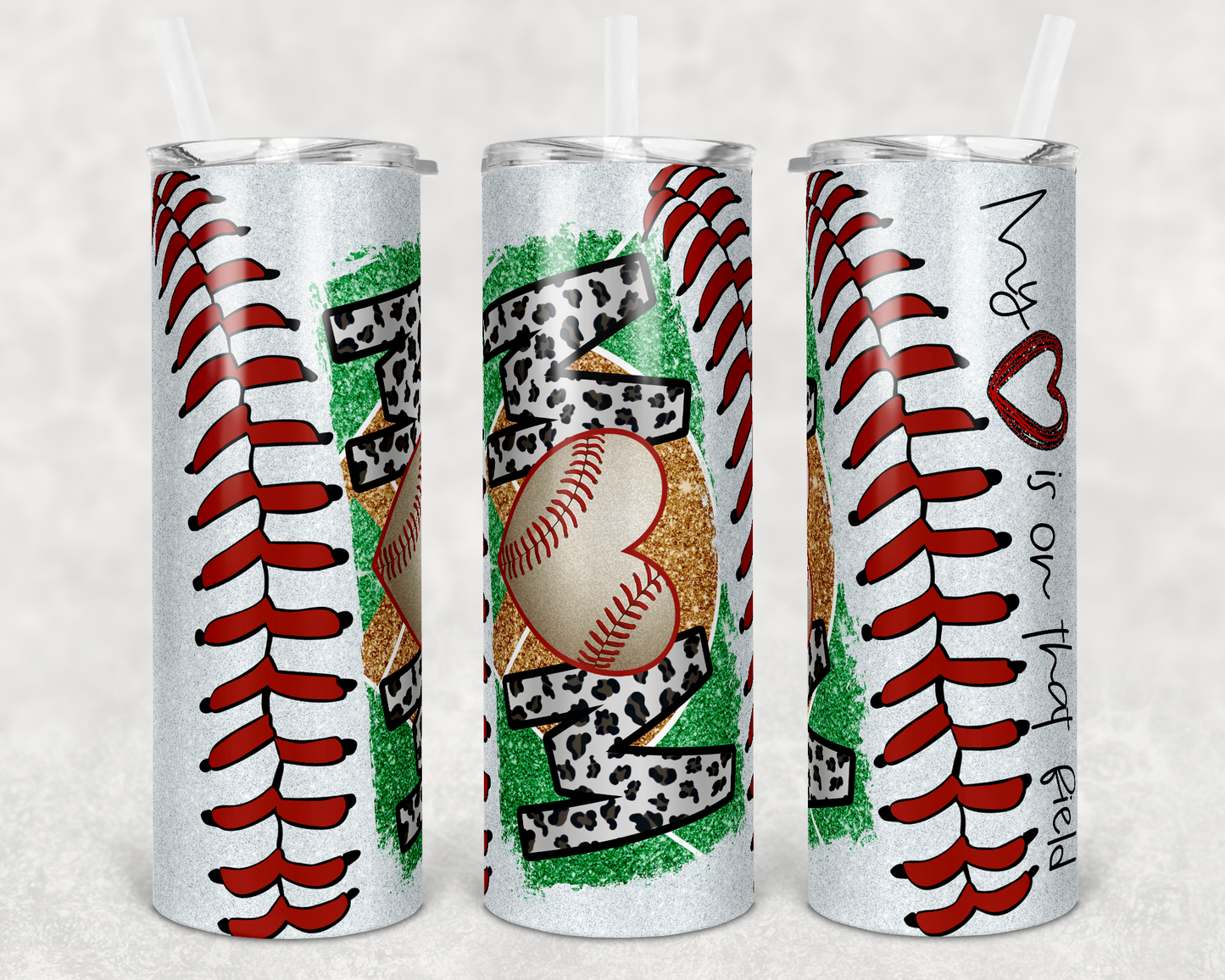 Baseball Mom/Heart on The Field Sublimation Tumbler Print