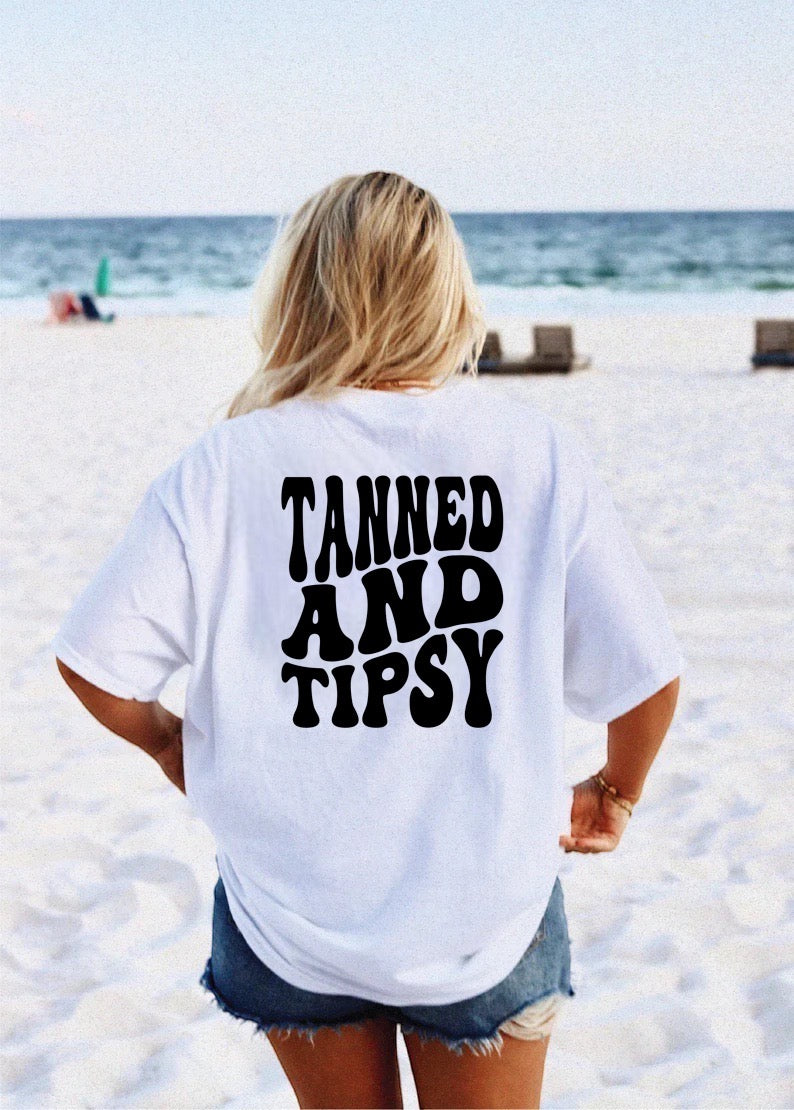 Tanned and Tipsy Screen Print Transfer