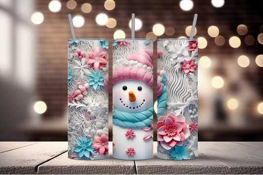 3D Christmas Snowman Sublimation Tumbler Print