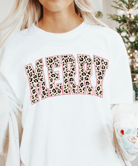 Merry (Leopard) Light Red Outline Clear Film Full Color Screen Print Transfer