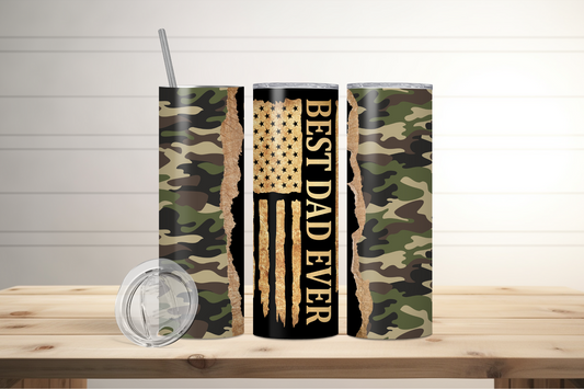 Best Dad Ever, Military Dad Sublimation Tumbler Print