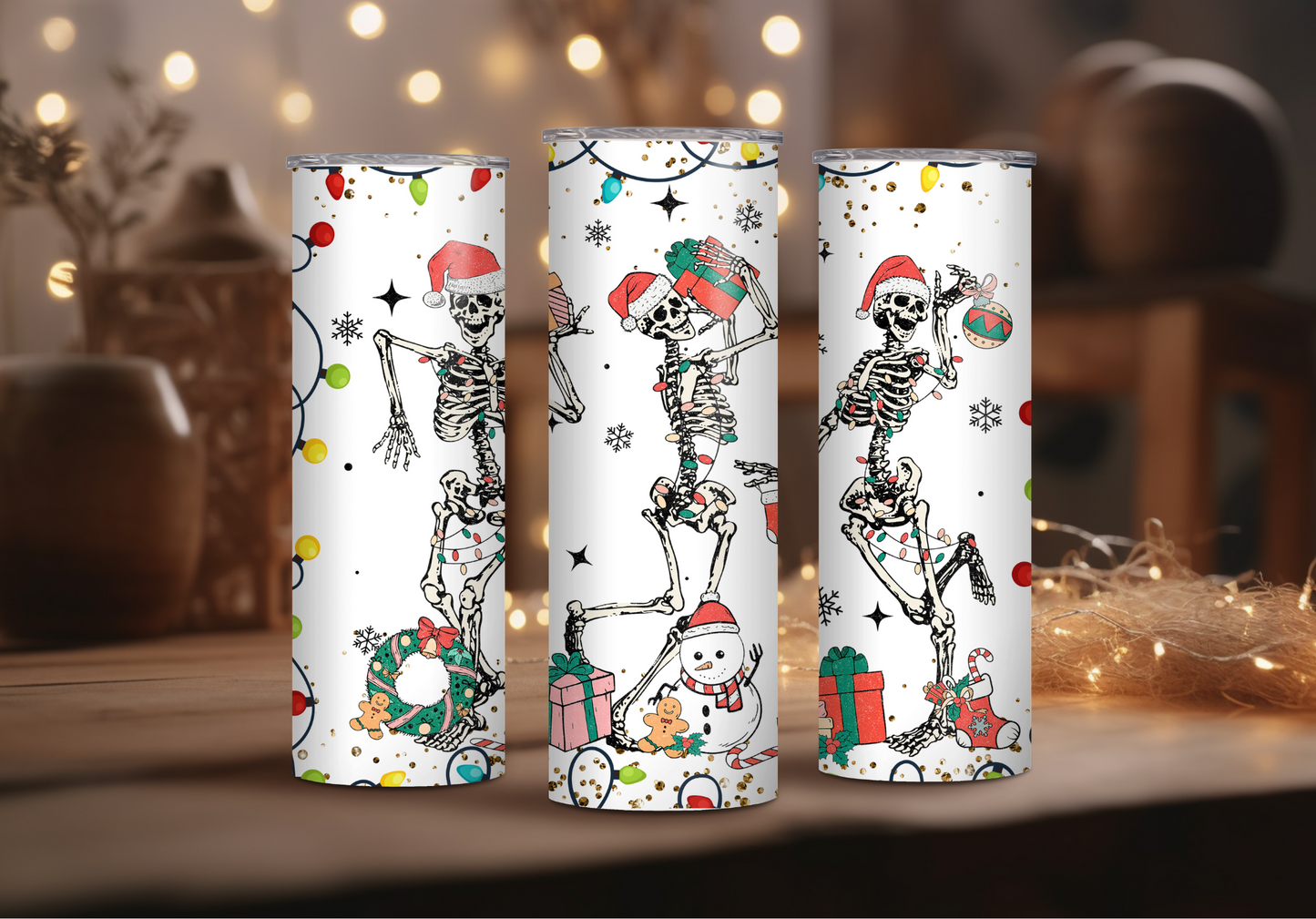 Christmas Dancing Skellies Sublimation Tumbler Print