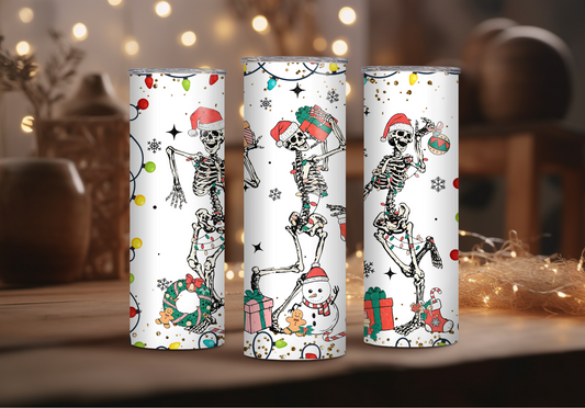 Christmas Dancing Skellies Sublimation Tumbler Print