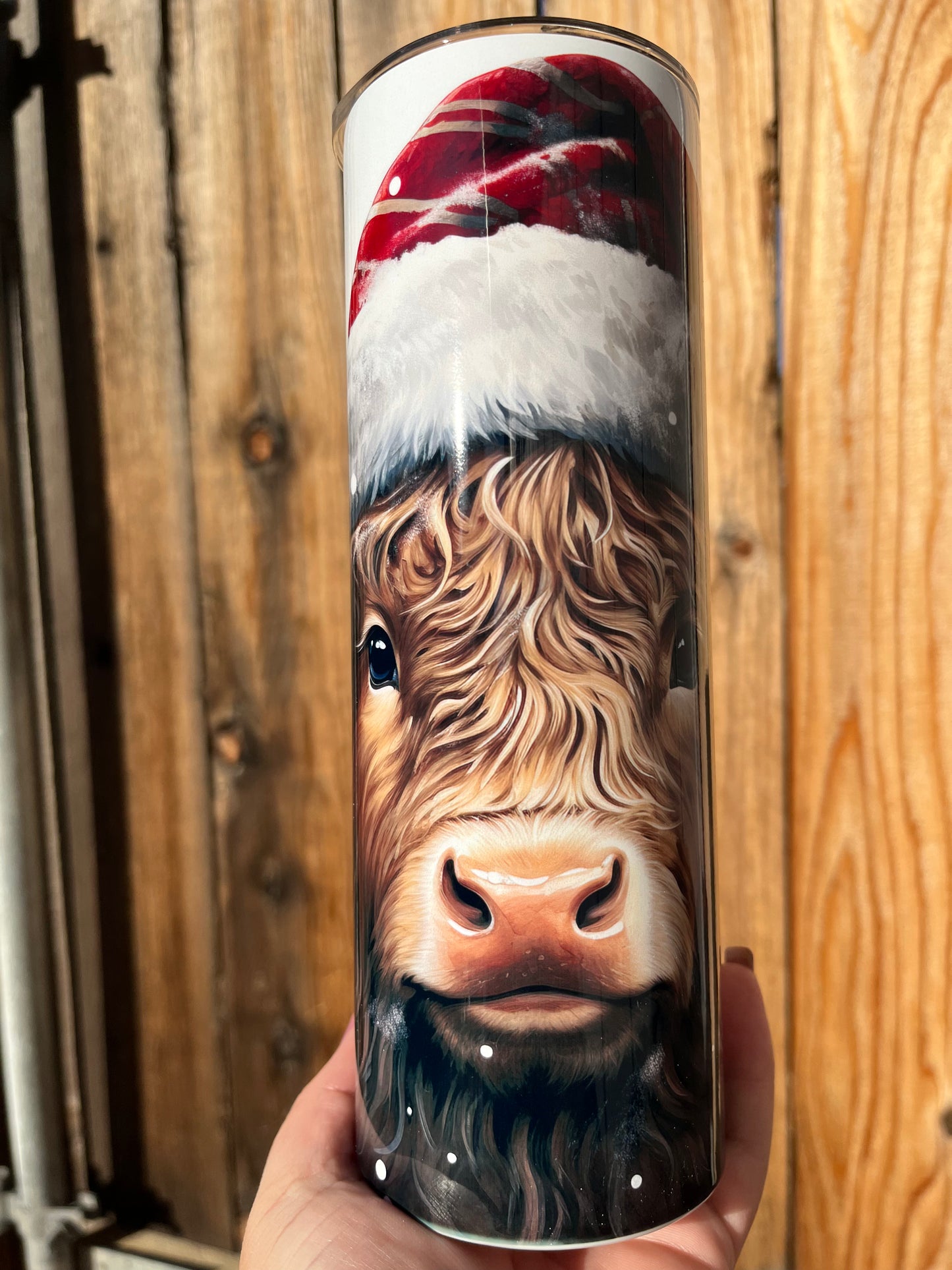Christmas Highland Cow 20oz Skinny Tumbler