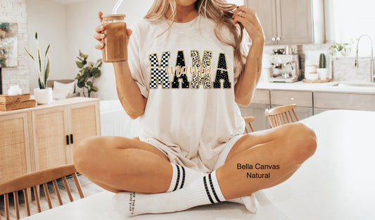 Natural Checkered, Gold, Leopard Mama T-Shirt