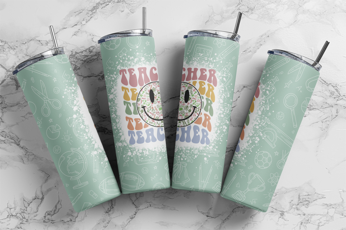 Groovy/Retro Teacher Sublimation Tumbler Print