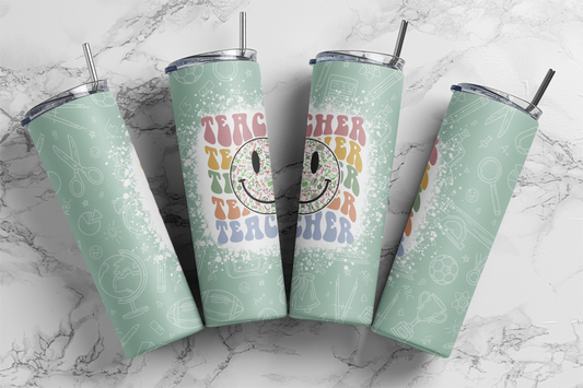 Groovy/Retro Teacher Sublimation Tumbler Print
