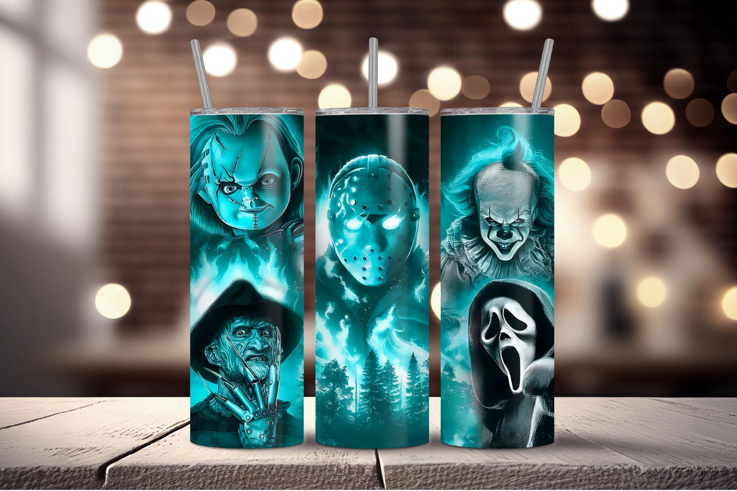 Horror Killers - Blue Glow Sublimation Tumbler Print