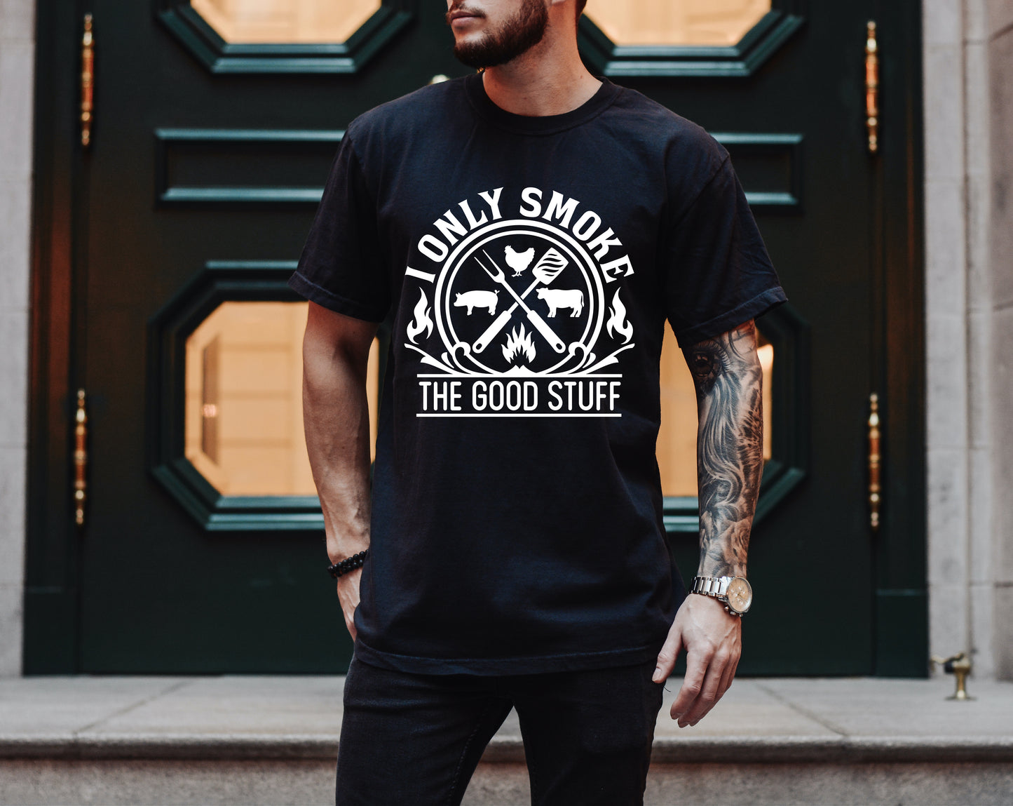 I Only Smoke The Good Stuff Men's Screen Print Transfer
