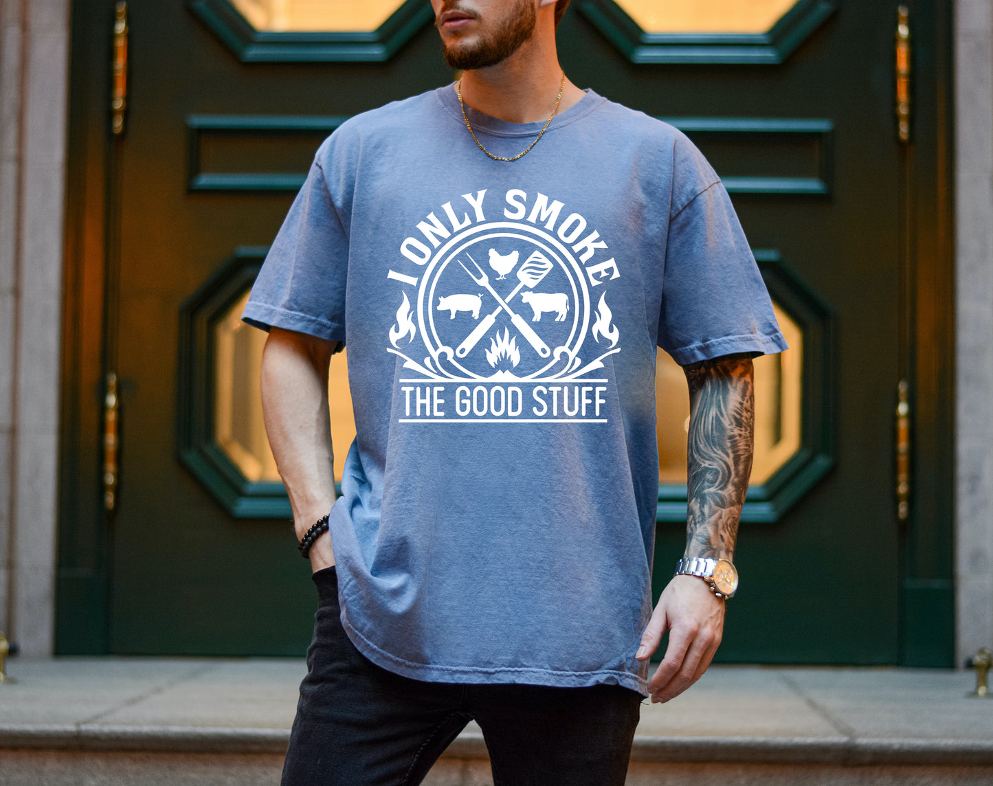 I Only Smoke The Good Stuff Men's Screen Print Transfer