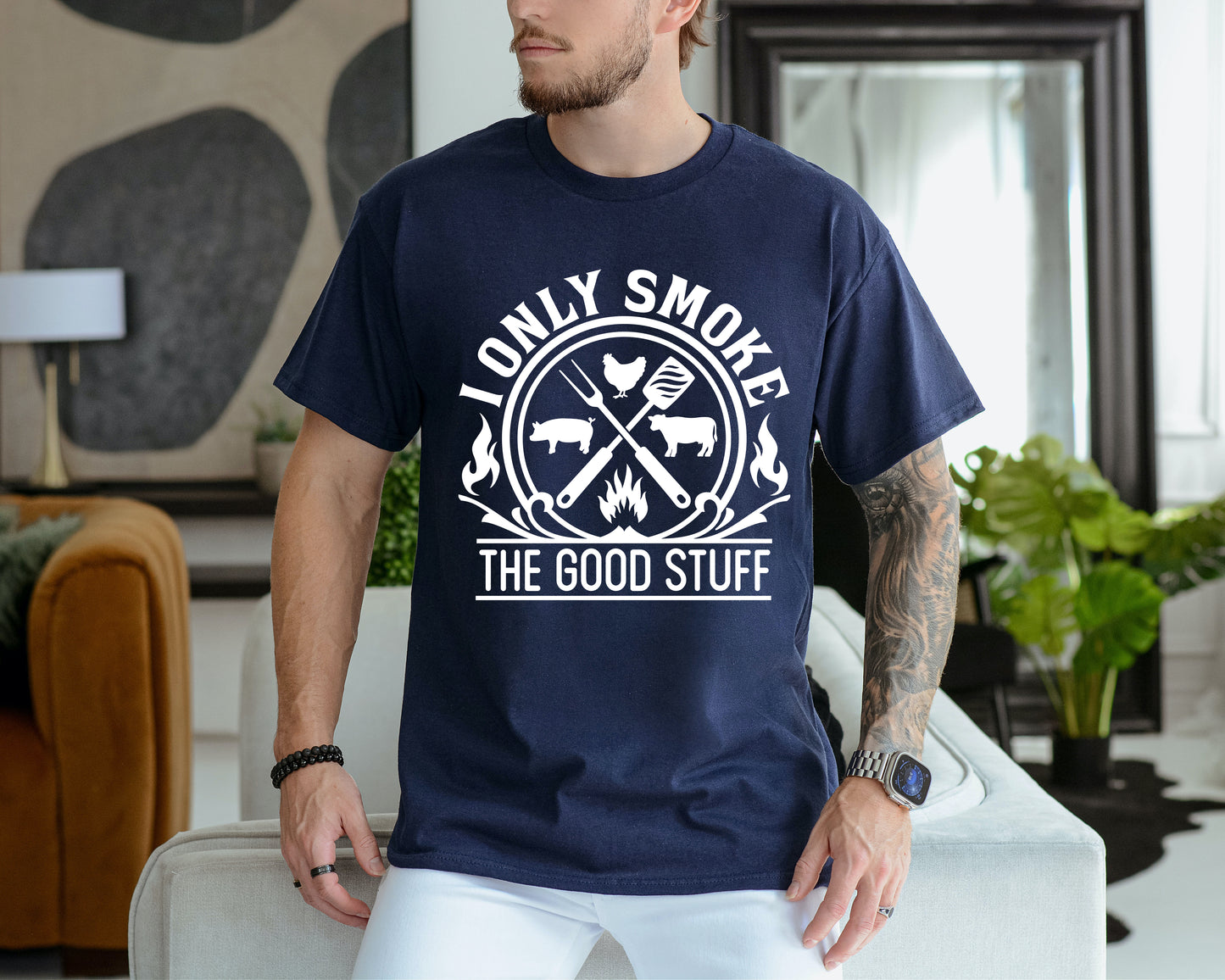 I Only Smoke The Good Stuff Men's Screen Print Transfer
