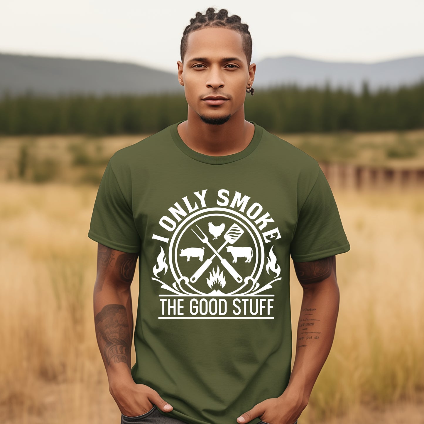 I Only Smoke The Good Stuff Men's Screen Print Transfer