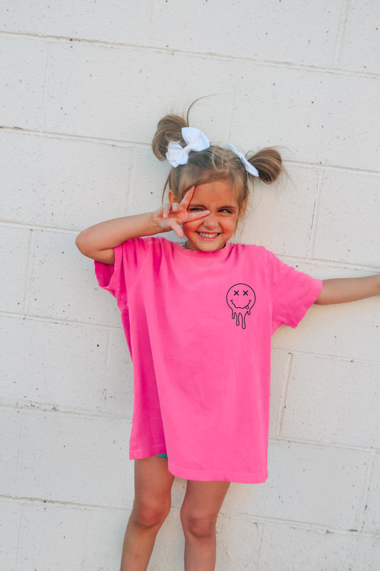 Kids Smiley Face Pocket (Black) Youth Screen Print Transfer