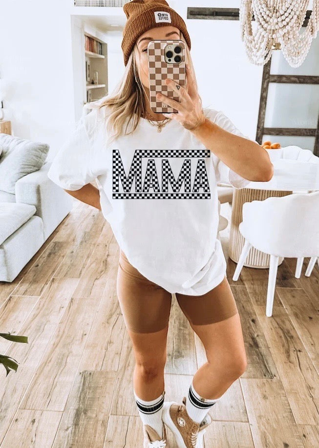 Mama/Mini Checkered Vans Style Screen Print Transfer