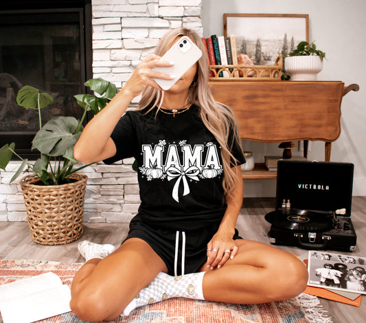 Mama w/ Pumpkins - Black T-Shirt