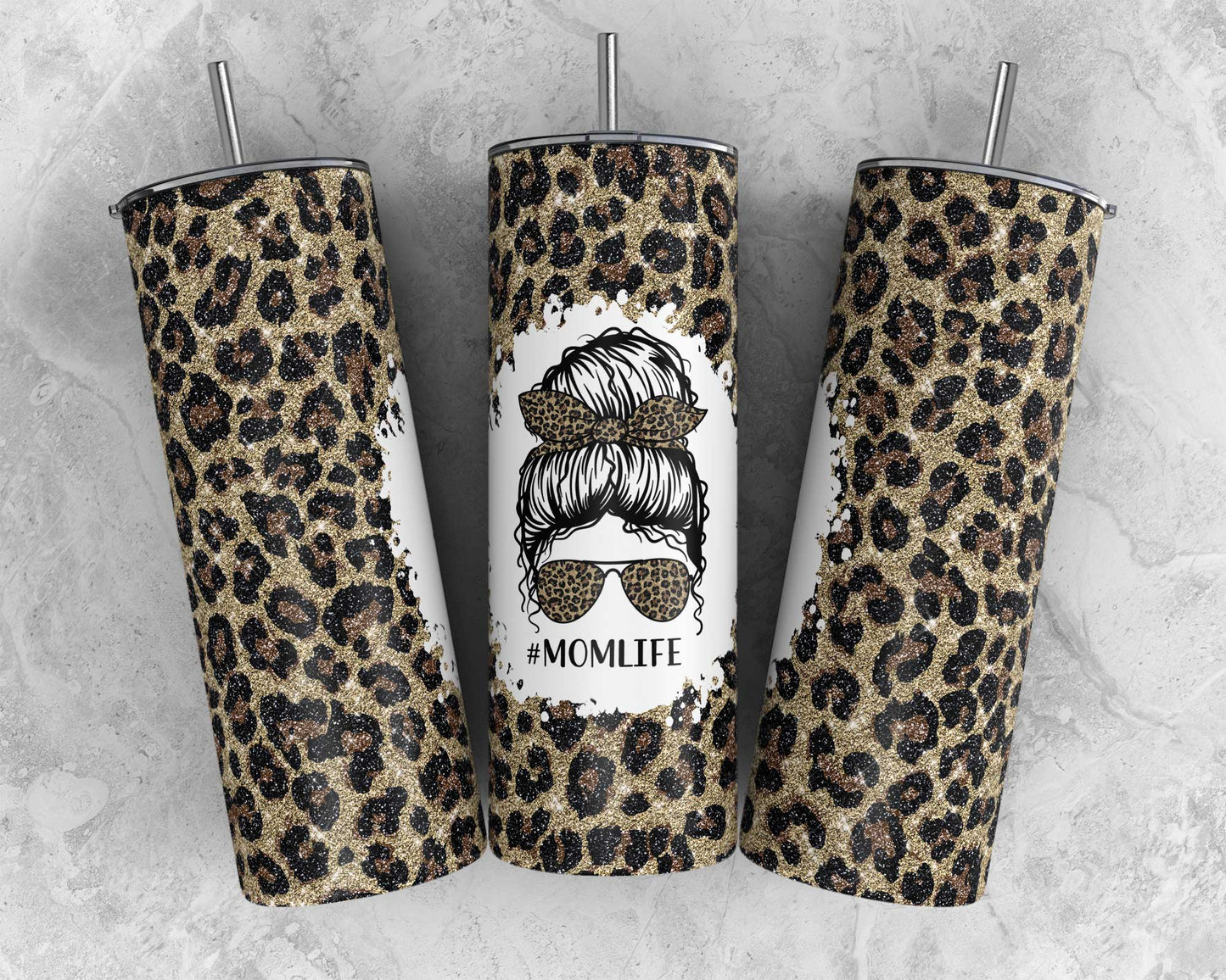 Mom Life Leopard Sublimation Tumbler Print