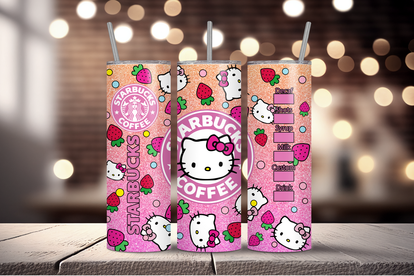 Hello Kitty Starbies Pink Ombre 20oz Skinny Tumbler