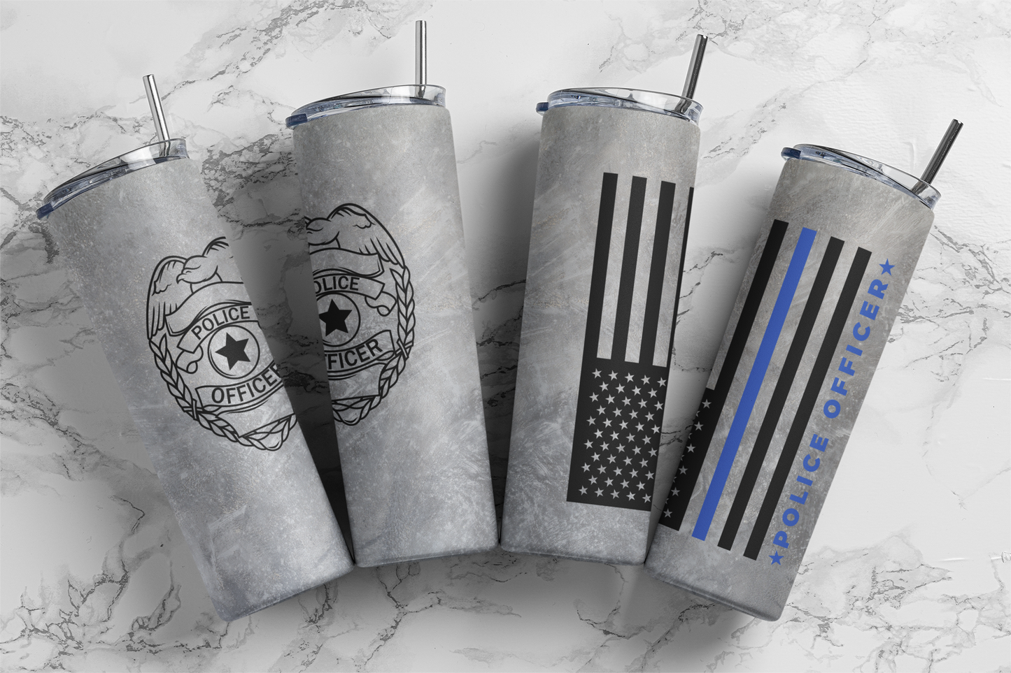 Police Officer Blue Line Sublimation Tumbler Print