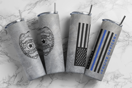 Police Officer Blue Line Sublimation Tumbler Print