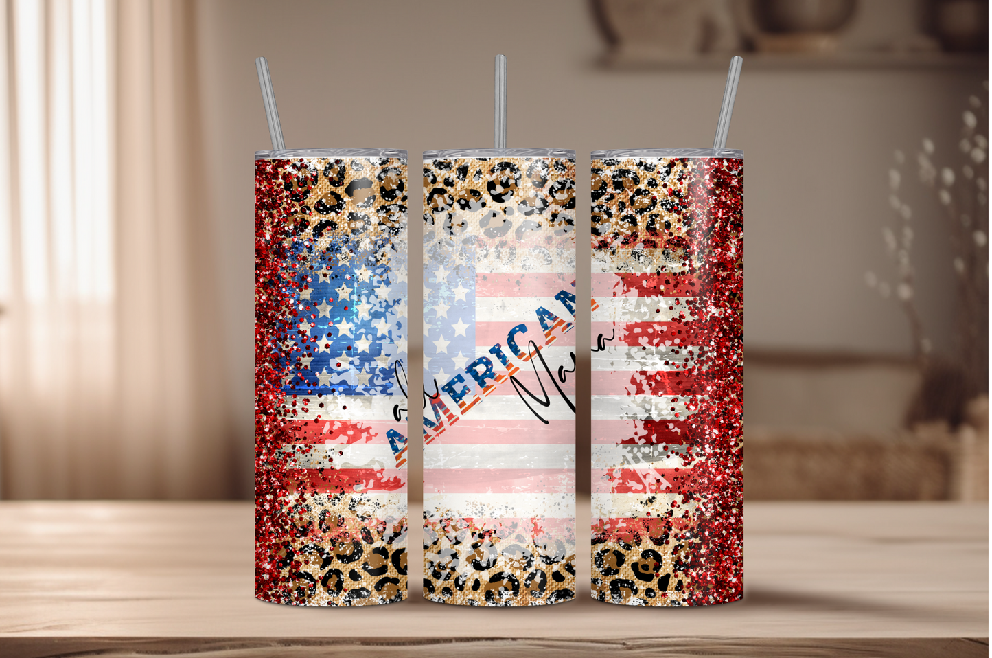 All American Mama Sublimation Tumbler Print