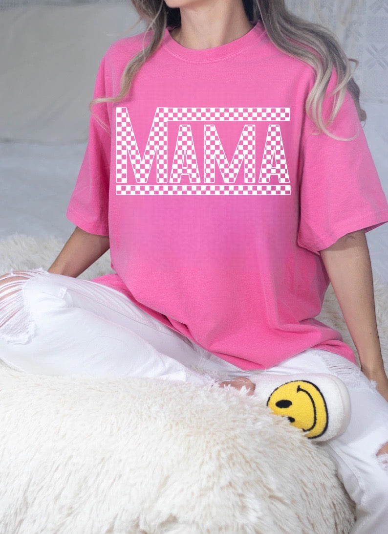 Mama Checkered (White) Screen Print Transfer