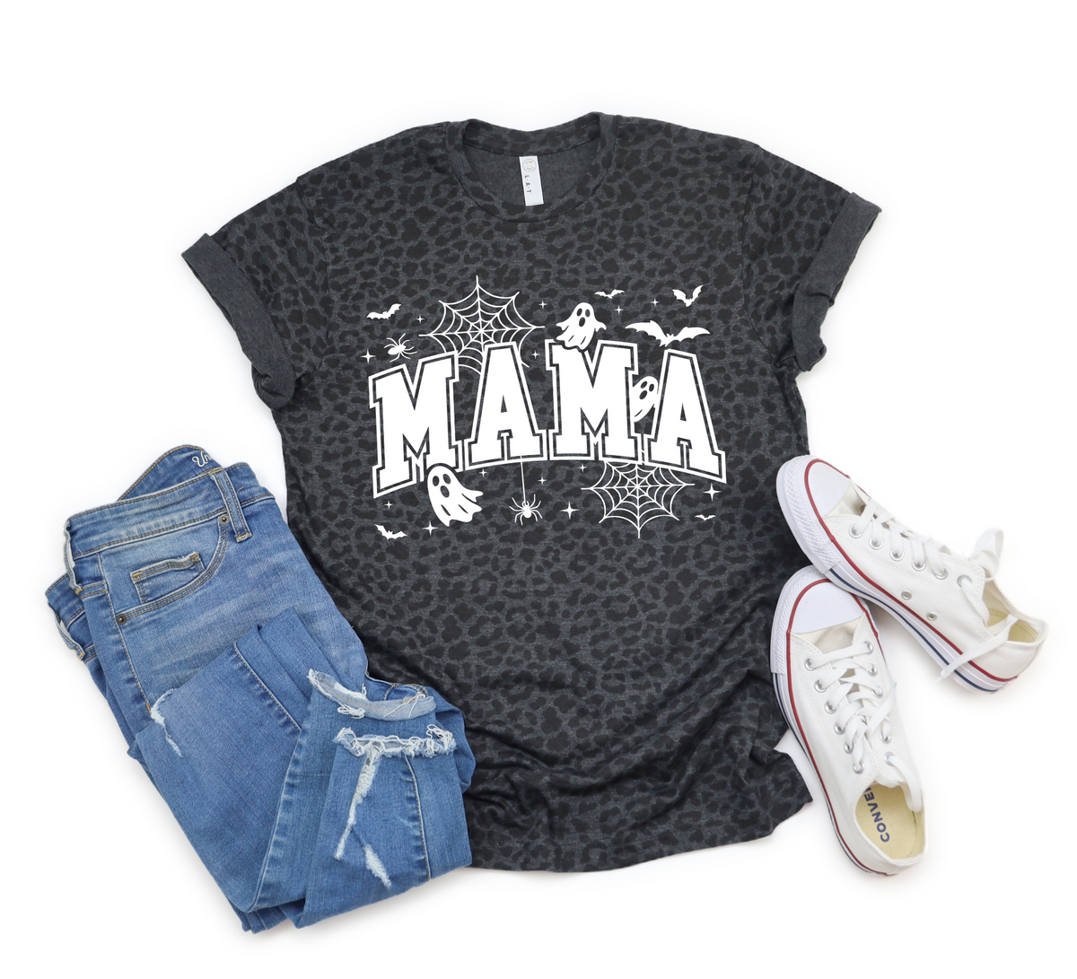 Mama w/ Ghosts - Black Leopard T-Shirt
