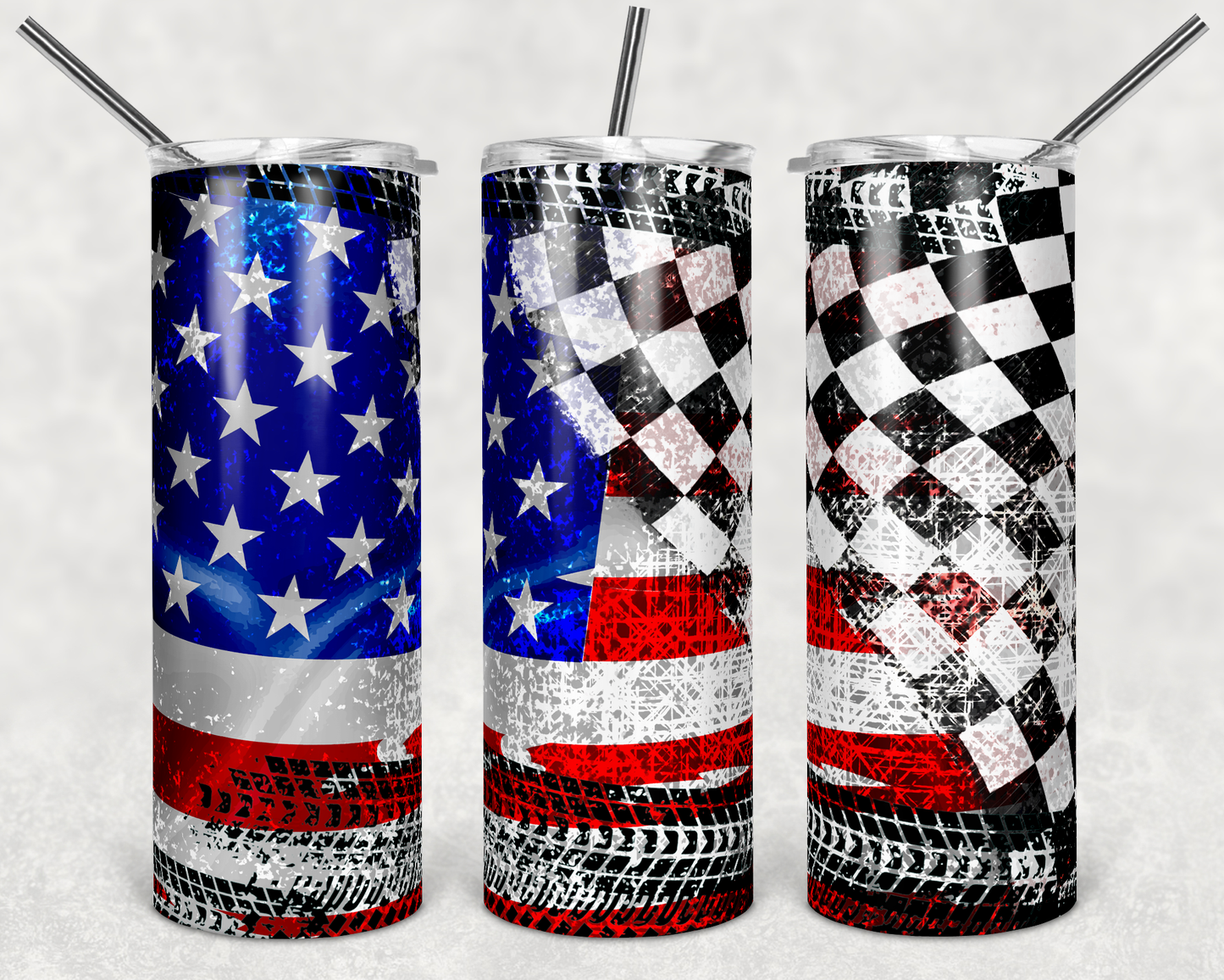 Racing/American Flag 20oz Skinny Tumbler