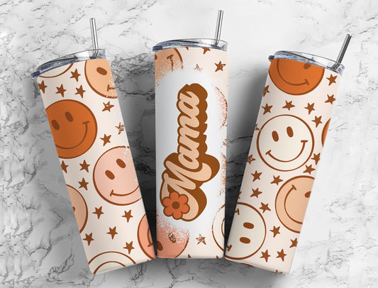 Retro Smiley Mama Sublimation Tumbler Print