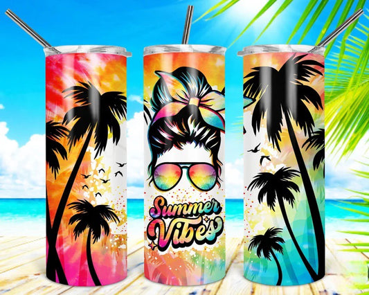 Summer Vibes Tie Dye Sublimation Tumbler Print