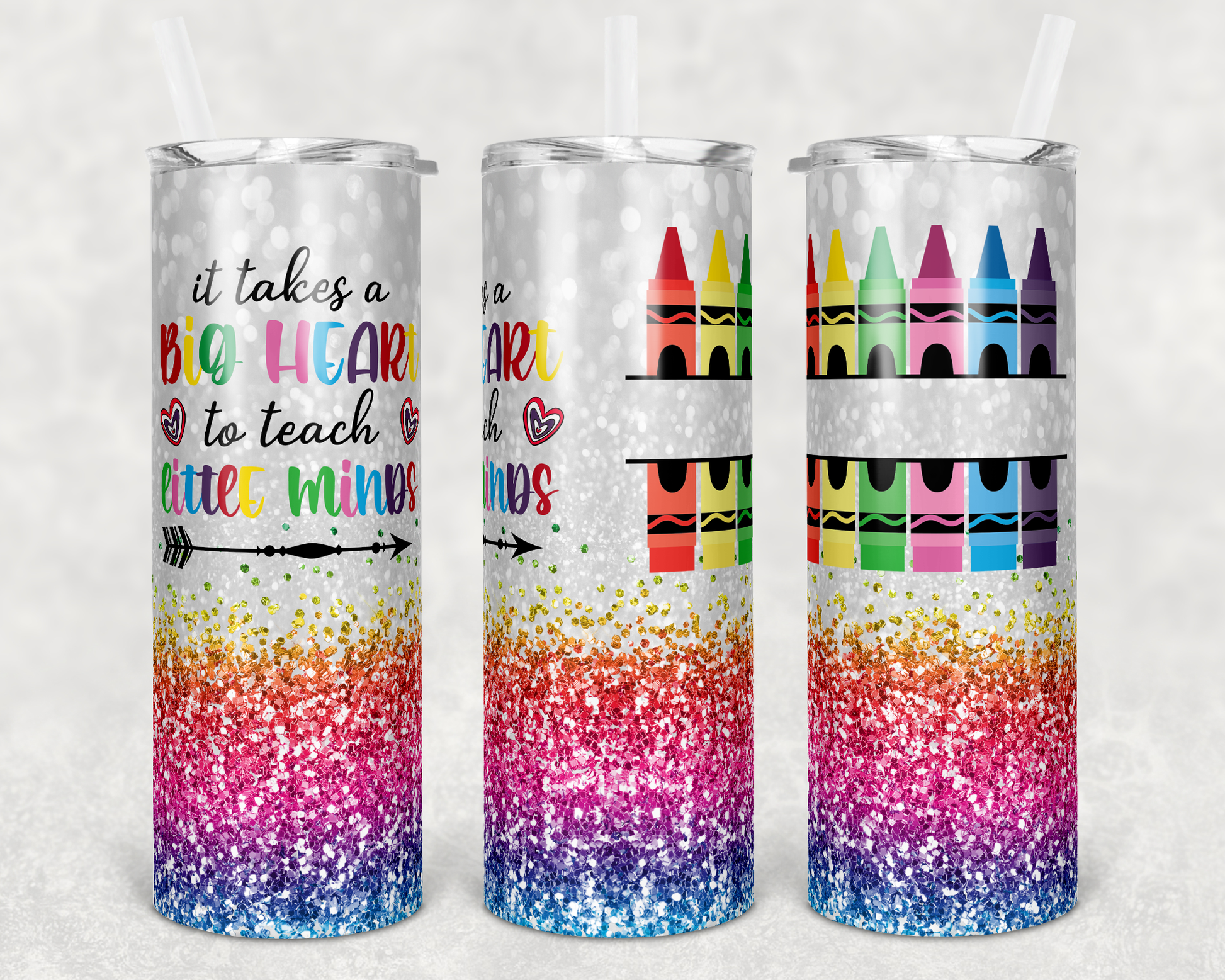 Crayon Glitter Custom Name Teacher Sublimation Tumbler Print – A+J