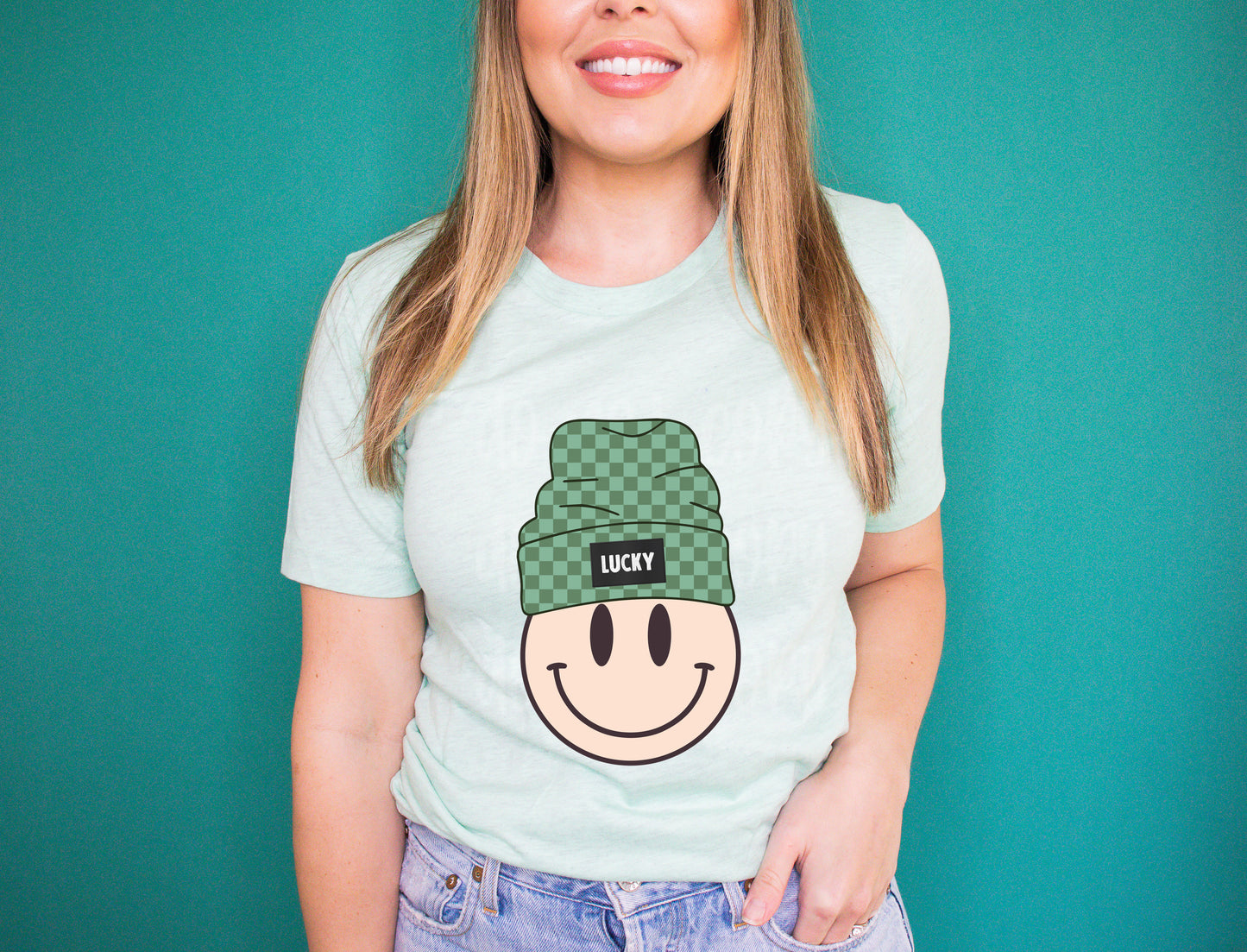 Lucky Beanie Smiley (ADULT OR YOUTH) Clear Film Screen Print Transfer