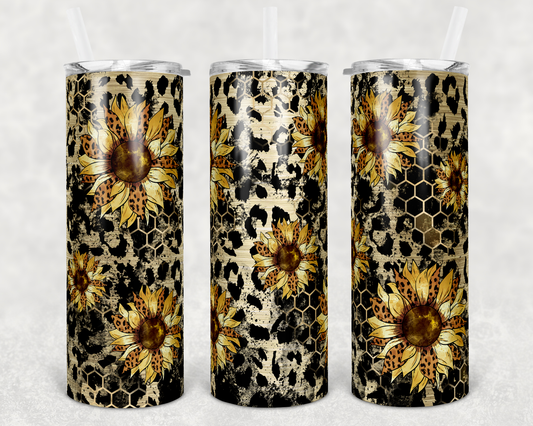 Leopard Sunflower Sublimation Tumbler Print